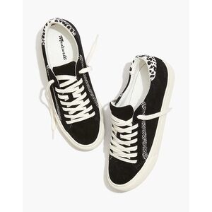 Madewell • Sidewalk Low-Top Sneakers in Suede and Spot Calf Hair black lace up